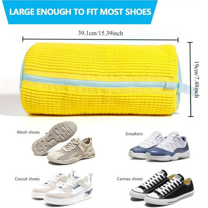 Durable Shoe Washing Machine Bag for All Shoe Types-Yellow with Blue