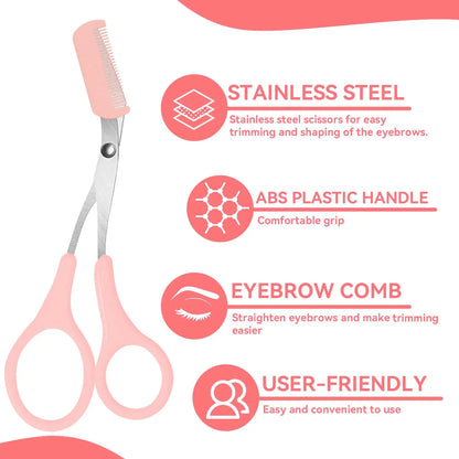 Eyebrow Trimmer, Stainless Steel Eyebrow Scissors With Comb, Eyebrow